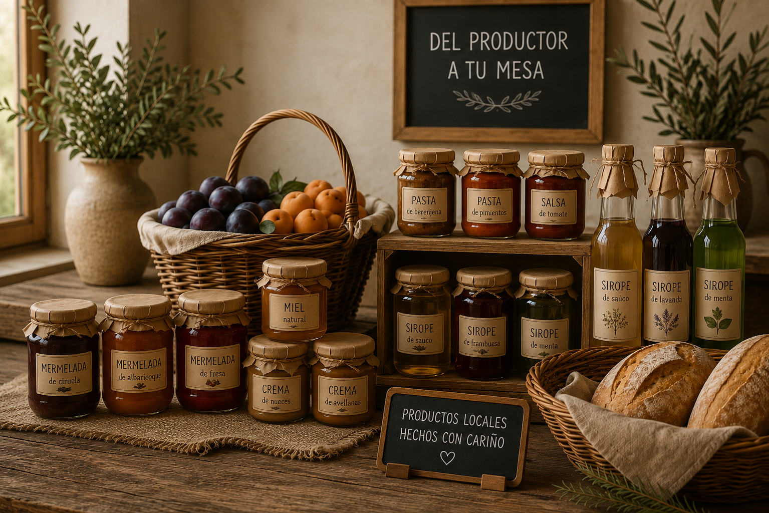 Selección de productos locales artesanales de La Prun